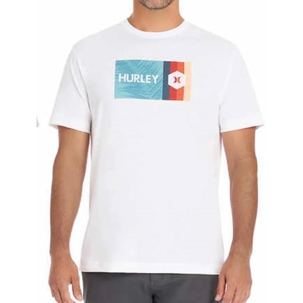 Hurley White Cotton Short Sleeve Crewneck Graphic Men's Tee T-Shirt Top Size XL